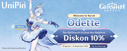 Welcome to Teyvat, Odette! Top Up Genesis Crystals Diskon 10% di UniPin